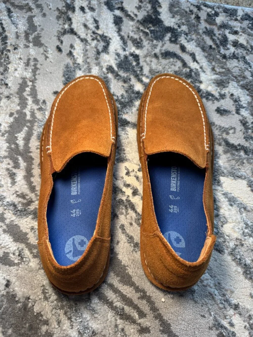 Birkenstock Utti Loafers in Mink Suede with White Contrast Stitching